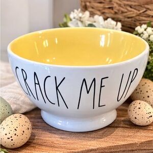 NEW Rae Dunn Easter “CRACK ME UP” Bowl – White Ceramic w/ Yellow Inside